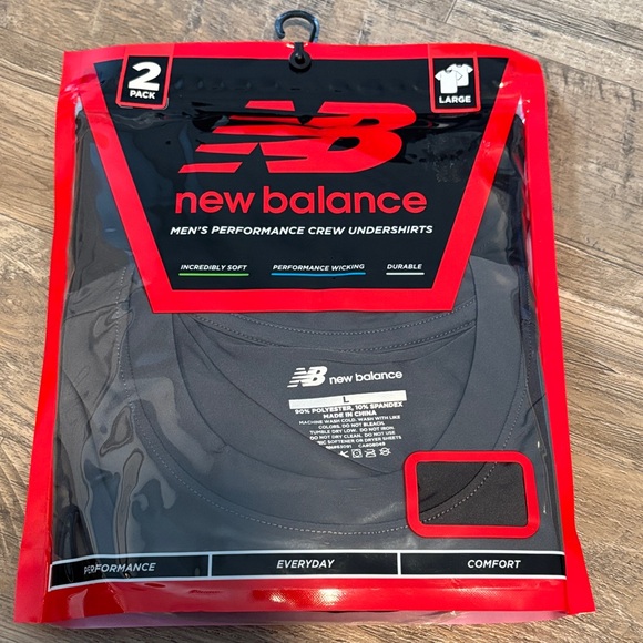 New Balance Performance crew undershirts,2 pk.,moisture wicking,stretch,durable - Picture 1 of 5